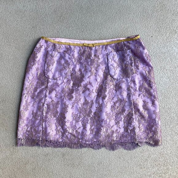 Rare Y2K Deadstock Tracy Reese Purple Lace Mini Skirt nwt fairy | size 6 - Picture 1 of 4